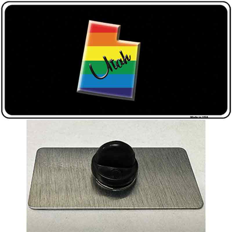 PIN-LP-6358 1.5 x 0.75 in. Utah Rainbow Novelty Rectangle Metal Hat Pin