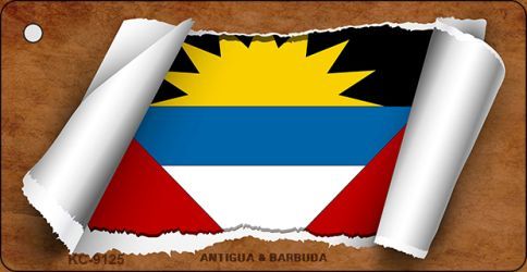 KC-9125 Antigua & Barbuda Flag Scroll Novelty Key Chain