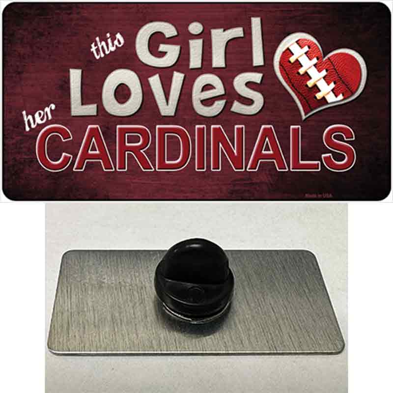 PIN-LP-8030 1.5 x 0.75 in. This Girl Loves Her Cardinals Novelty Rectangle Metal Hat Pin -  Smart Blonde