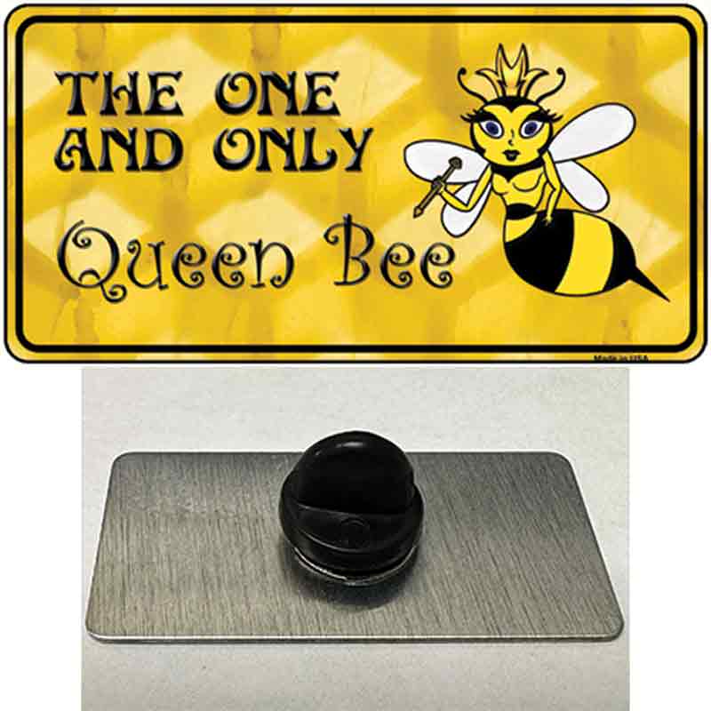 PIN-LP-6873 1.5 x 0.75 in. Queen Bee Yellow Novelty Rectangle Metal Hat Pin -  Smart Blonde