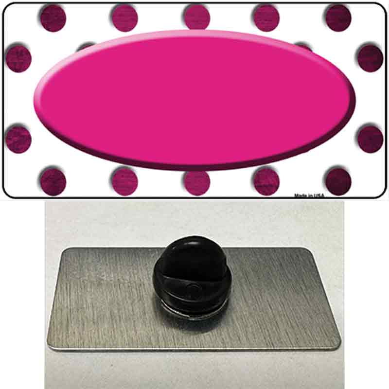PIN-LP-7003 1.5 x 0.75 in. Pink & White Dots Oval Oil Rubbed Novelty Rectangle Metal Hat Pin
