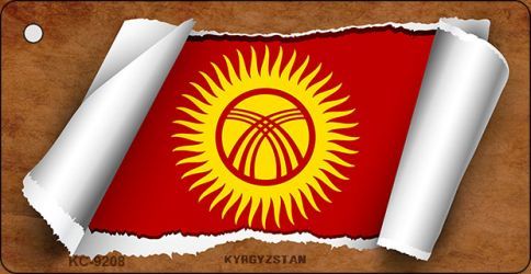 KC-9208 Kyrgyzstan Flag Scroll Novelty Key Chain