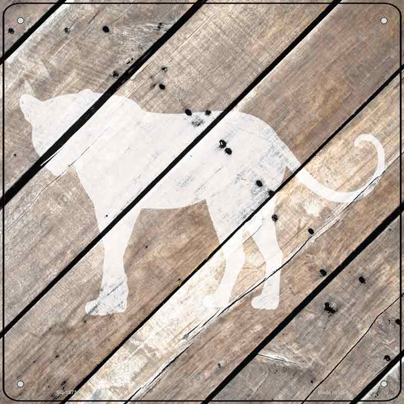 No.SQ-1573 12 x 6 in. Puma Silhouette Wood Plank Novelty Metal Square Sign