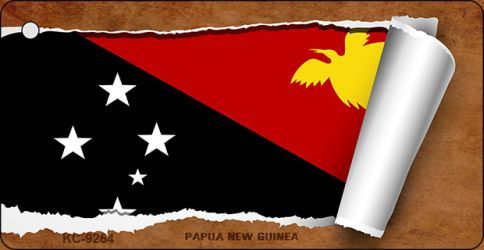 KC-9264 Papua New Guinea Flag Scroll Novelty Key Chain