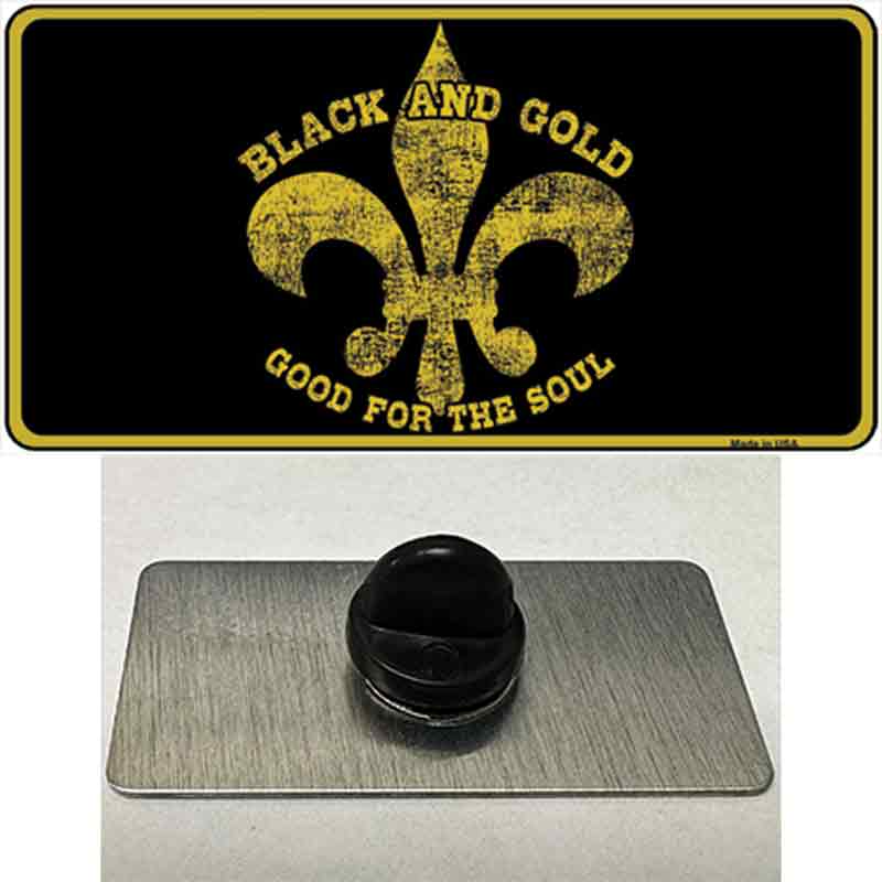 PIN-LP-4465 1.5 x 0.75 in. Saints Fleur De Lis Black Novelty Rectangle Metal Hat Pin