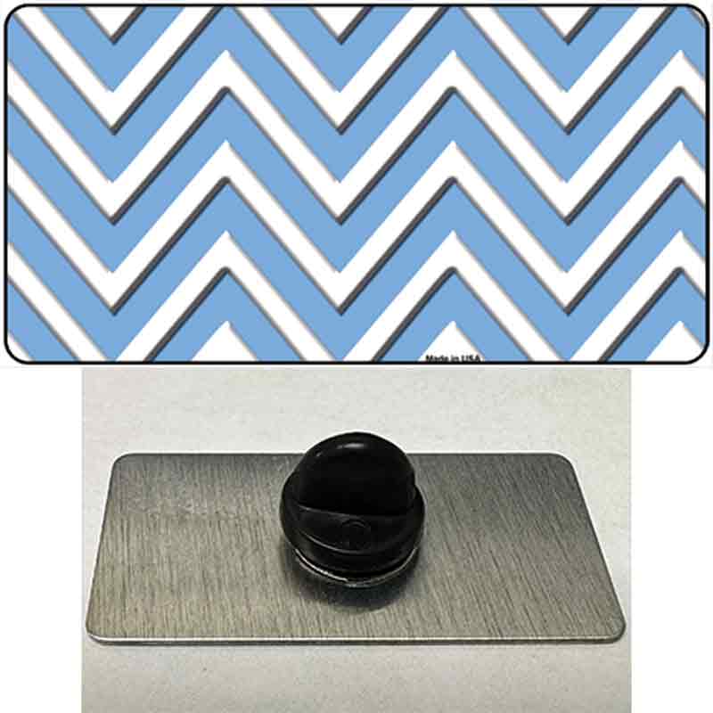 PIN-LP-4477 1.5 x 0.75 in. Light Blue & White Large Chevron Novelty Rectangle Metal Hat Pin