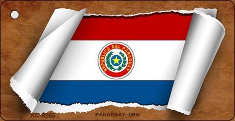 KC-9265 Paraguay-OBV Flag Scroll Novelty Key Chain