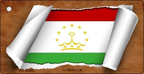KC-9298 Tajikistan Flag Scroll Novelty Key Chain