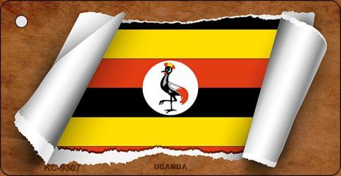 KC-9307 Uganda Flag Scroll Novelty Key Chain