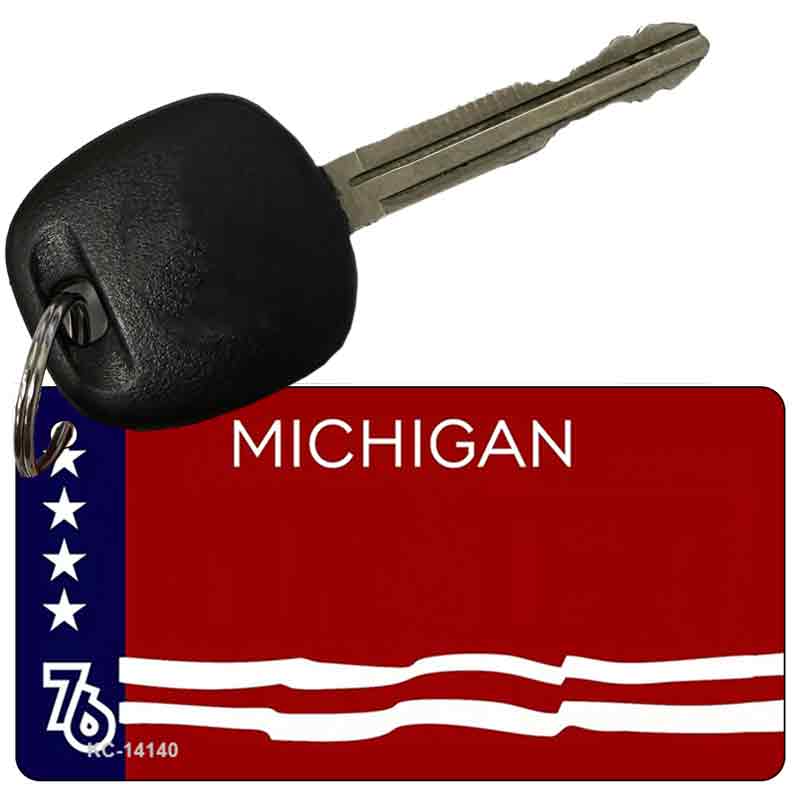 KC-14140 3 x 1.5 in. Michigan Bicentennial 76 Novelty State Blank Rectangle Metal Key Chain
