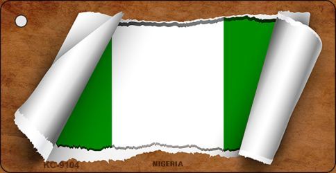 KC-9104 Nigeria Flag Scroll Novelty Key Chain