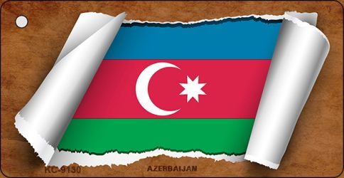 KC-9130 Azerbaijan Flag Scroll Novelty Key Chain