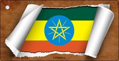 KC-9174 Ethiopia Flag Scroll Novelty Key Chain