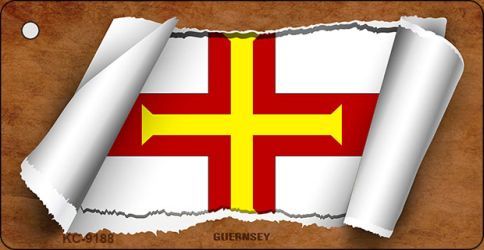 KC-9188 Guernsey Flag Scroll Novelty Key Chain