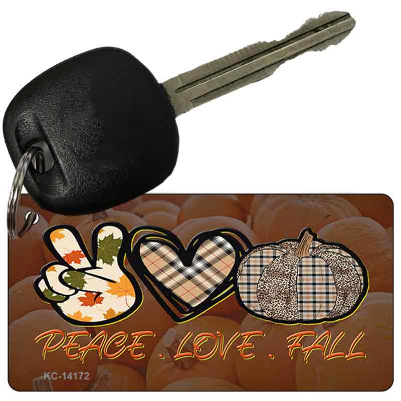 KC-14172 3 x 1.5 in. Peace Love Fall Novelty Rectangle Metal Key Chain