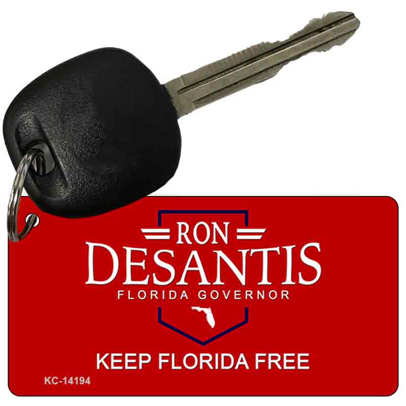 KC-14194 3 x 1.5 in. Ron Desantis Red Novelty Rectangle Metal Key Chain