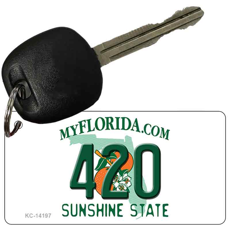 KC-14197 3 x 1.5 in. 420 Florida Novelty Rectangle Metal Key Chain