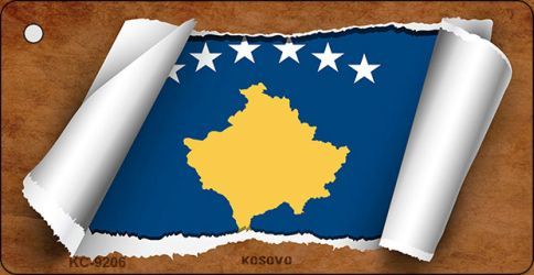 KC-9206 Kosovo Flag Scroll Novelty Key Chain