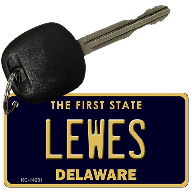 KC-14231 3 x 1.5 in. Lewes Delaware Novelty Rectangle Metal Key Chain