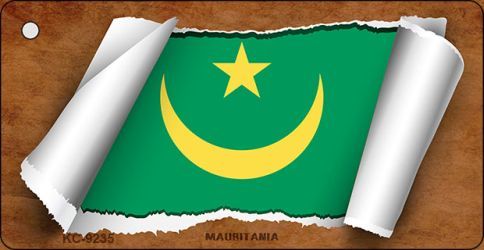 KC-9235 Mauritania Flag Scroll Novelty Key Chain