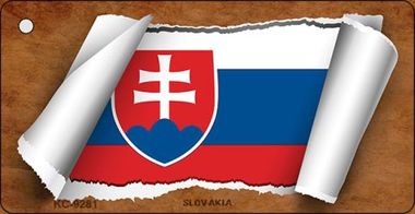 KC-9281 Slovakia Flag Scroll Novelty Key Chain