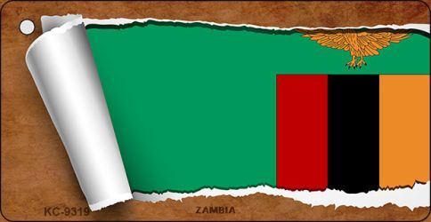 KC-9319 Zambia Flag Scroll Novelty Key Chain