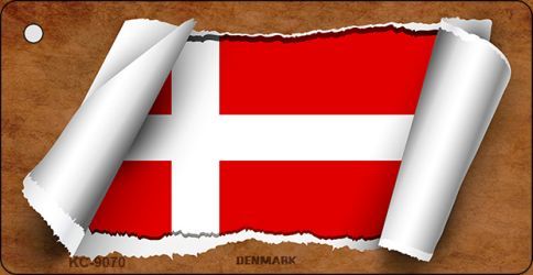 KC-9070 Denmark Flag Scroll Novelty Key Chain