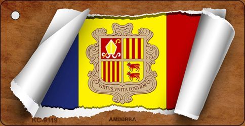 KC-9119 Andorra Flag Scroll Novelty Key Chain