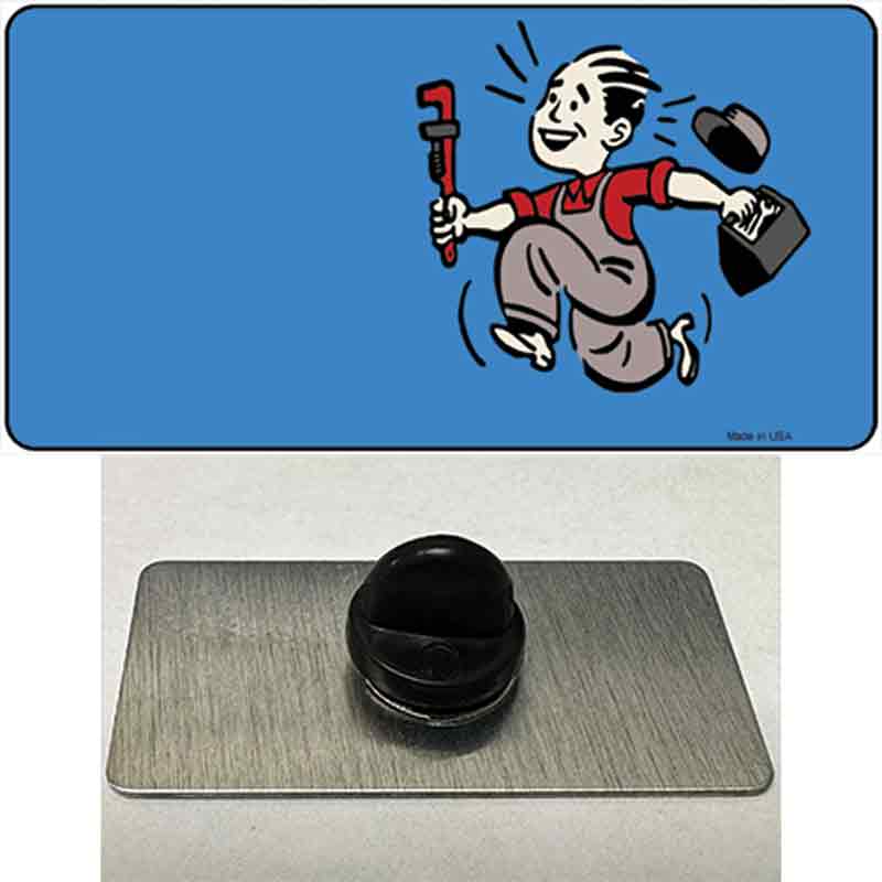 PIN-LP-1351 1.5 x 0.75 in. Plumber Offset Novelty Rectangle Metal Hat Pin