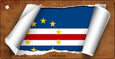 KC-9151 Cape Verde Flag Scroll Novelty Key Chain