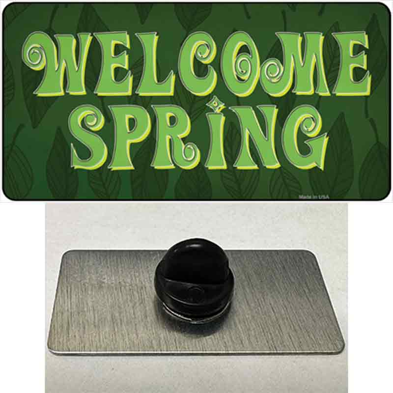 PIN-LP-13772 1.5 x 0.75 in. Welcome Spring Novelty Rectangle Metal Hat Pin Tag