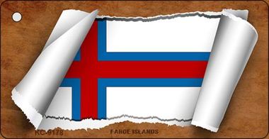 KC-9178 Faroe Islands Flag Scroll Novelty Key Chain