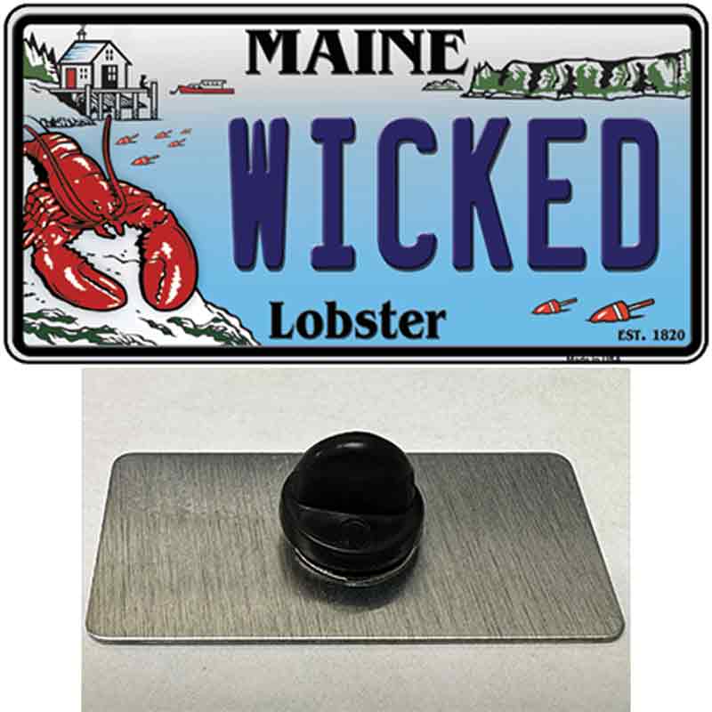 PIN-LP-14065 1.5 x 0.75 in. Wicked Maine Lobster Novelty Rectangle Metal Hat Pin -  Smart Blonde