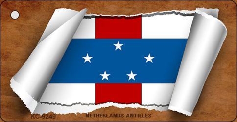 KC-9249 Netherlands Antilles Flag Scroll Novelty Key Chain