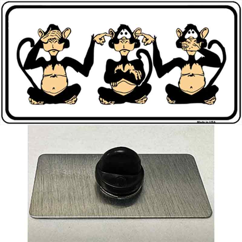 PIN-LP-1462 1.5 x 0.75 in. See Hear Speak Monkey Novelty Rectangle Metal Hat Pin