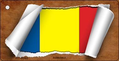 KC-9269 Romania Flag Scroll Novelty Key Chain