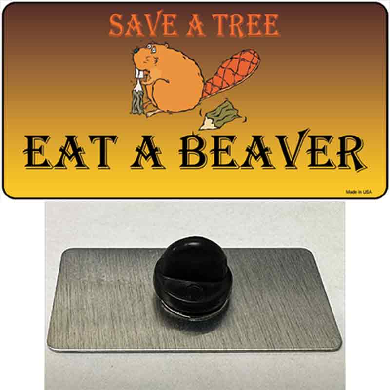 PIN-LP-2196 1.5 x 0.75 in. Save A Tree Eat a Beaver Novelty Rectangle Metal Hat Pin