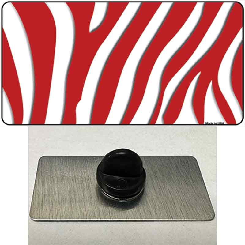 PIN-LP-2208 1.5 x 0.75 in. Red & White Zebra Novelty Rectangle Metal Hat Pin