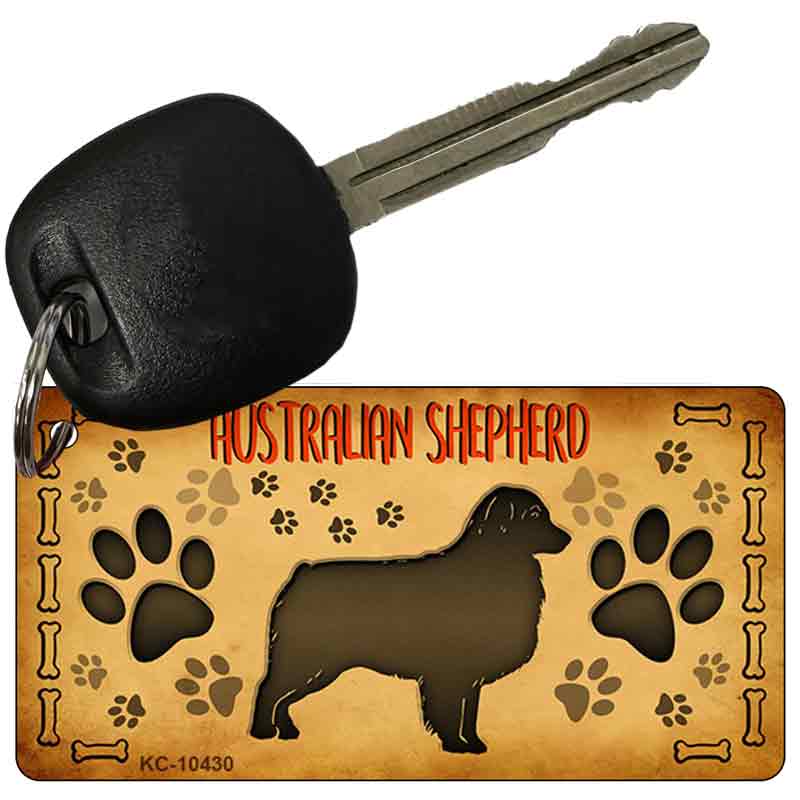 KC-10430 3 x 1.5 in. Australian Shepherd Novelty Rectangle Metal Key Chain