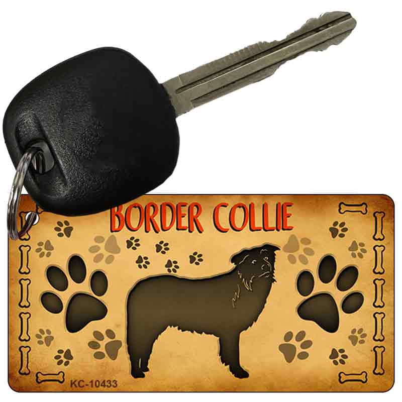 KC-10433 3 x 1.5 in. Border Collie Novelty Rectangle Metal Key Chain