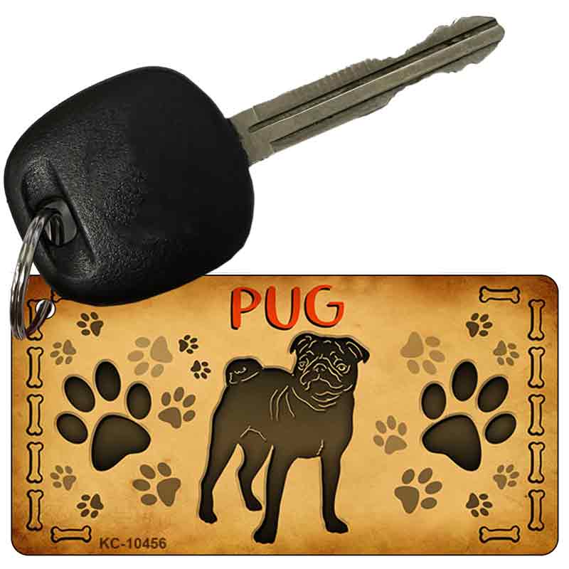 KC-10456 3 x 1.5 in. Pug Novelty Rectangle Metal Key Chain