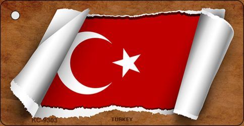 KC-9303 Turkey Flag Scroll Novelty Key Chain