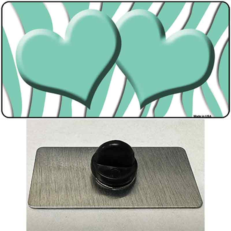 PIN-LP-2939 1.5 x 0.75 in. Mint White Zebra Centered Hearts Novelty Rectangle Metal Hat Pin