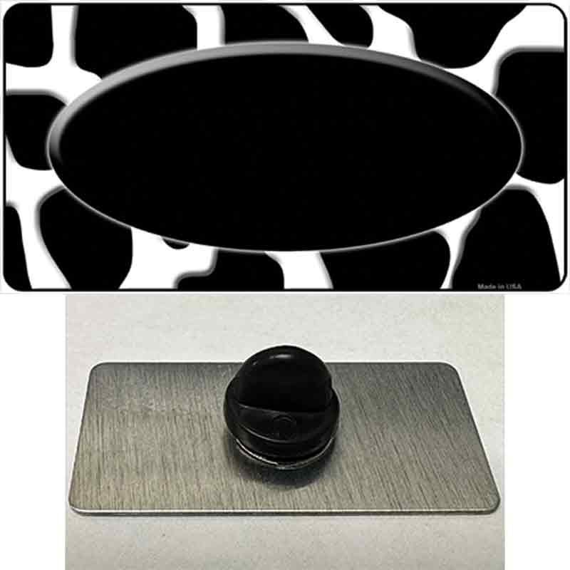 PIN-LP-2950 1.5 x 0.75 in. Black & White Giraffe Center Oval Novelty Rectangle Metal Hat Pin