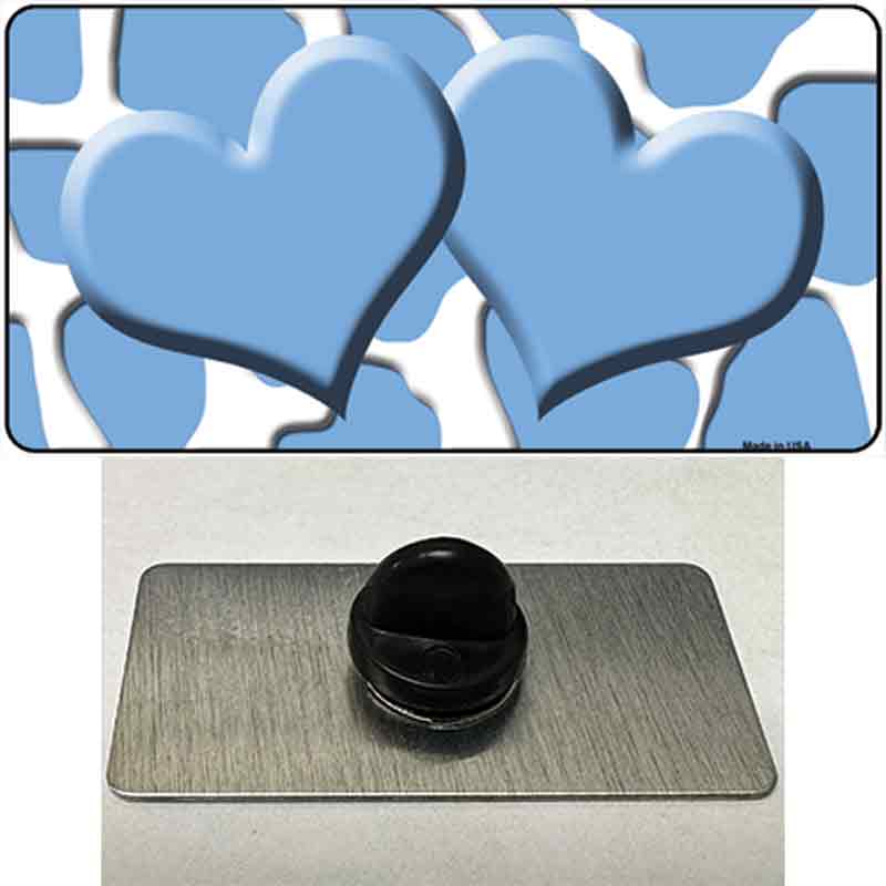 PIN-LP-2971 1.5 x 0.75 in. Light Blue & White Giraffe Centered Hearts Novelty Rectangle Metal Hat Pin