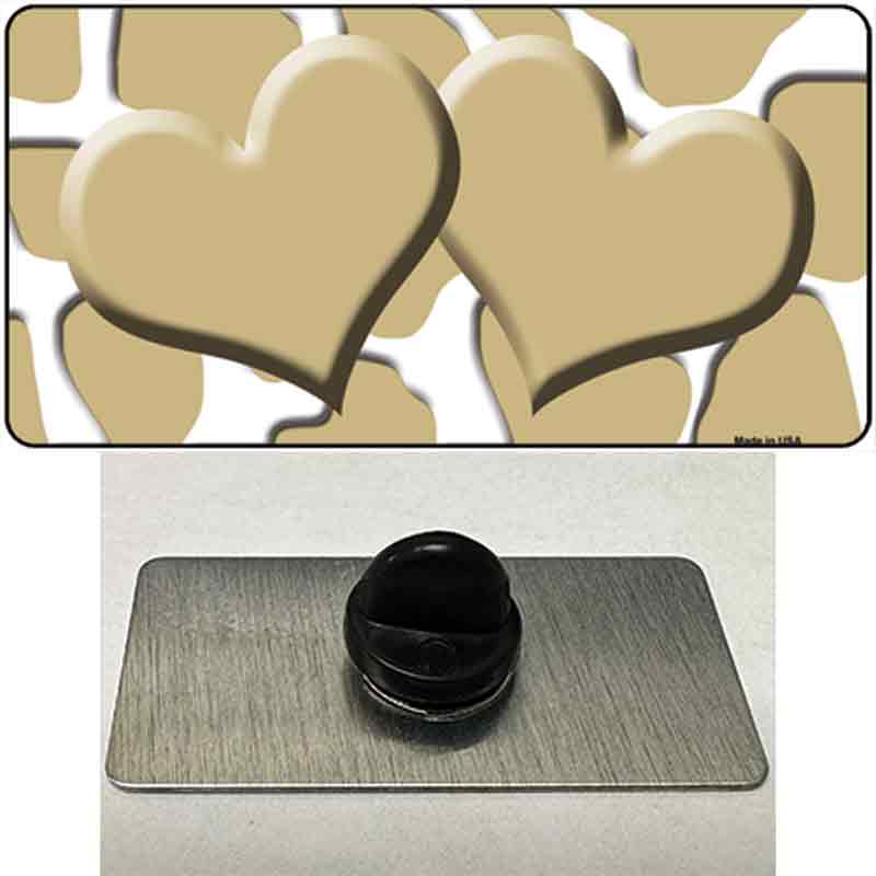 PIN-LP-2973 1.5 x 0.75 in. Gold & White Giraffe Centered Hearts Novelty Rectangle Metal Hat Pin