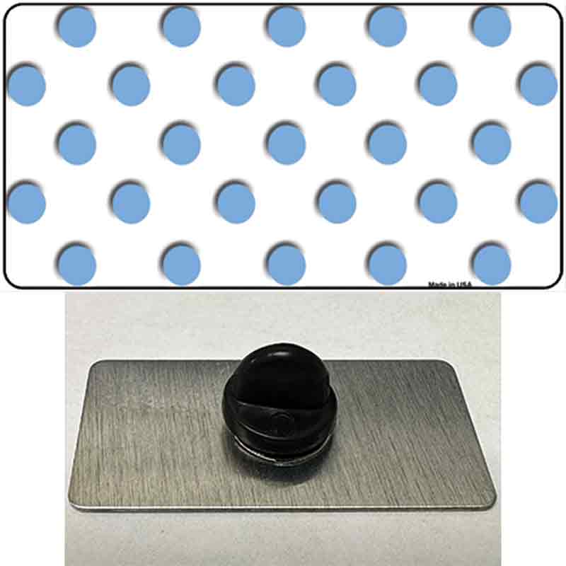 PIN-LP-2983 1.5 x 0.75 in. Light Blue & White Polka Dot Novelty Rectangle Metal Hat Pin