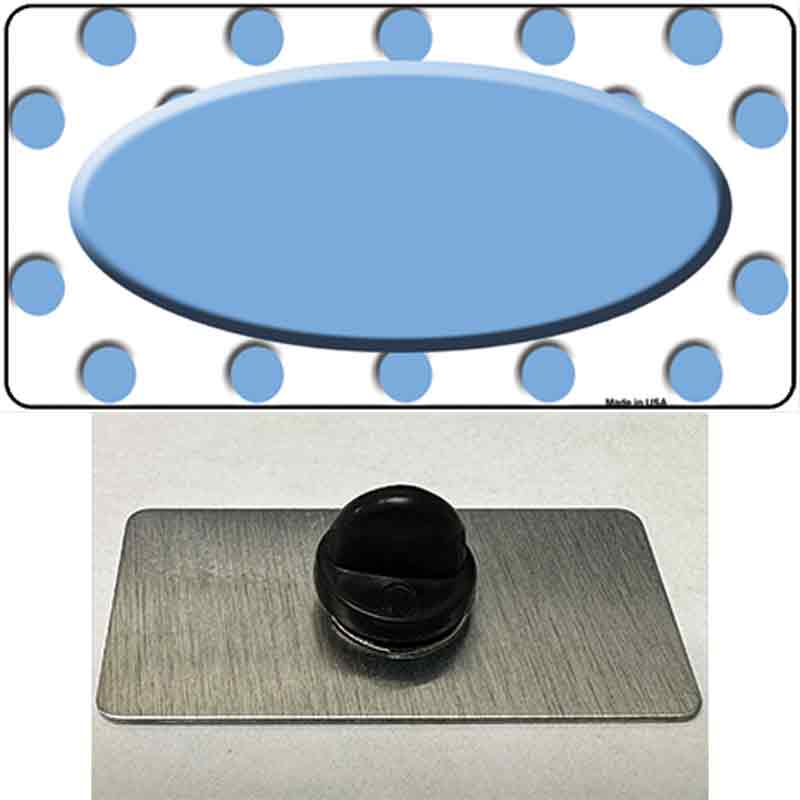 PIN-LP-2995 1.5 x 0.75 in. Light Blue & White Polka Dot Center Oval Novelty Rectangle Metal Hat Pin