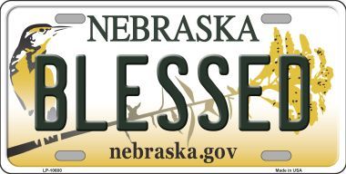 LP-10600 Blessed Nebraska Background Metal Novelty License Plate