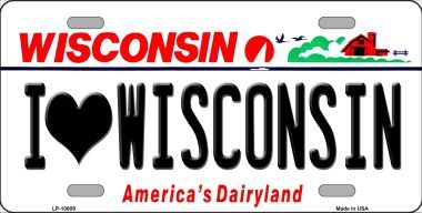 LP-10609 I Love Wisconsin Background Metal Novelty License Plate